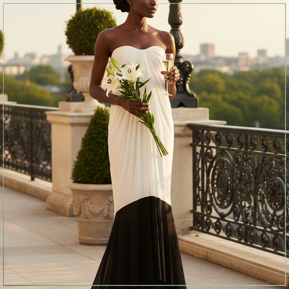 $5490 Monique Lhuillier Pleated Sweetheart Runway Gown - Picture 4 of 14